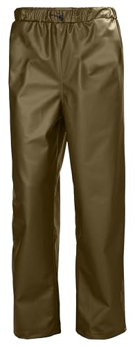 Helly Hansen Workwear Gale Waterproof Men's Rain Pants with Adjustable, Elastic Waist and Bottom Leg with Snap Buttons - 471 Olive - Large