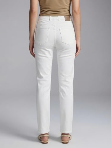 Image of Urbano Fashion Women's High Rise Straight Fit Washed Jeans Non-Stretchable