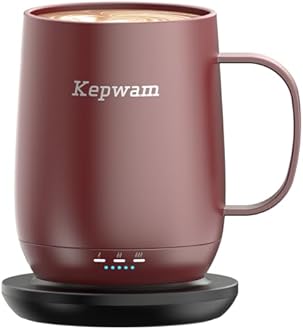 Kepwam Self Heating Coffee Mug T2, 16oz Smart Heated Coffee Mug, 150 Min Battery Life - Hot up to 149℉ Temperature Control Coffee Mug Warmer, Gifts for Dad Mom (No APP)