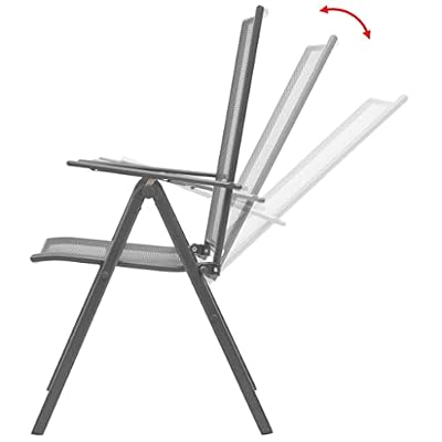 GKMBCVDFR 2 Pack Metal Reclining Chairs with 6 Position Adjustable Backrest, Steel Gray Patio Chairs with Mesh Design, Foldable and Stackable Outdoor for Garden and Dining Room