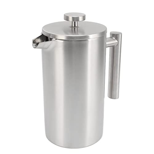 French Press Coffee Maker, 1L Double Wall Insulated Coffee Press Stainless Steel Thickened Coffee Pot with Filter