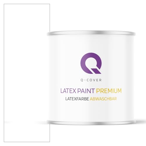 Q-COVER Latexfarbe Abwaschbar 2L (ca.14m2) Schneeweiß Farbton Innenfarbe Wandfarbe Deckenfarbe Klasse 2 Mattfarbe Für Allergiker Scheuerfest Geruchlos Frei Von Voc