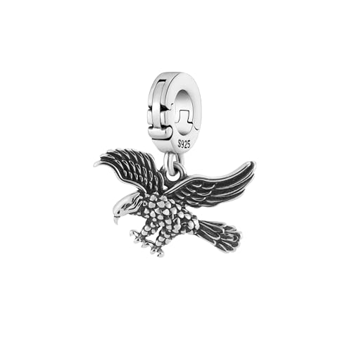 Eagle Eagles Bald Bird Open Clasp Clip On Pendant 925 Sterling Silver Charm For Pandora & Other Charm Bracelets/Necklaces - Main Image
