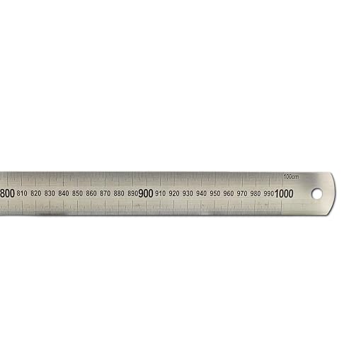 hedue® Regla de acero 1000mm - regla carpintero con escala milimetrada, regla de acero inoxidable metal, regla metalica 1 metro