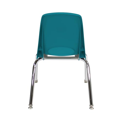 Image of FDP 14 inch School Stack Chair, Stacking Student Seat with Chromed Steel Legs and Swivel Glides for Classroom, Homeschool or Learning Space - Teal, 11558-TL