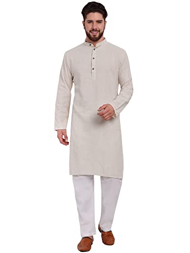 SKAVIJ Mens Kurta Robe Button Down Long Sleeve Henley Cotton Thobe Casual Kaftan Gown Pants Shirt Set