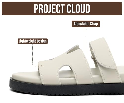 Image of Project Cloud 100% Genuine Leather Sandals for Women Footwear - Stylish Womens Sandals with Plush & Soft Insole - Non-Slip and Water-Resistant Beach Sandals Slides for Women (Mayvy)