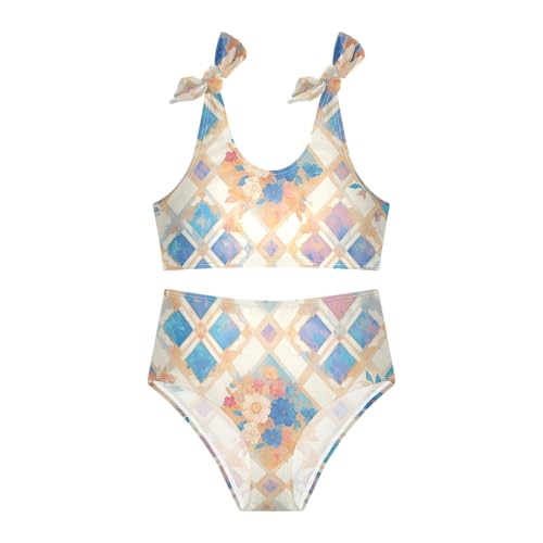 Mandala Lattice Girls 2 Piecing Kids Bikini Set Beach Swimsuit Swimming Suits Adjustable Shoulder Strap3