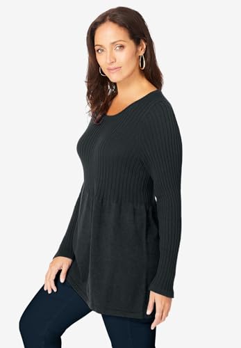 Jessica London 1813223081541MK1X~1X Women'S Plus Size Ribbed Baby Doll Tunic Sweater thumb #3