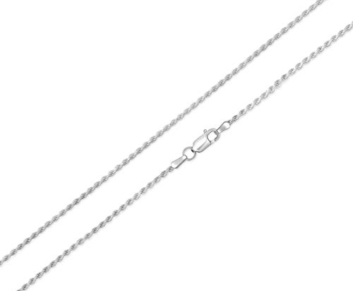 Authentic Solid Sterling Silver Rope Diamond-Cut Braided Twist Link .925 Itprolux Necklace Chains 1Mm - 5Mm, 16" - 30", Made In Italy, Men & Women (22, 1.5Mm) #TOP1
