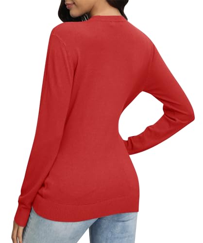 Image of EXCHIC Women's Long Sleeve V-Neck Casual Sweaters Fall Classic Soft Knit Top 2026 Fit Basic Pullover Tops