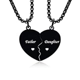 XUANPAI Father and Daughter Heart Matching Necklace Set for 2 - Daughter to Dad Father to Graduation Back to School Birthday Jewelry
