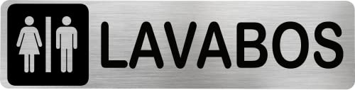 MovilCom® - Señal de acero inoxidable LAVABOS HOMBRE/MUJER | Placa puerta | Señal informativa | Cartel Puerta 200X50mm