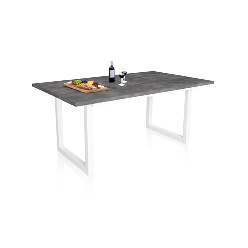 duehome | Altea, Mesa de Comedor Fija, Mesa Cocina, Mesa Salon, Acabado en Cemento, Medidas: 167 cm (Largo) x 90 cm (Ancho) x 75 cm (Alto)