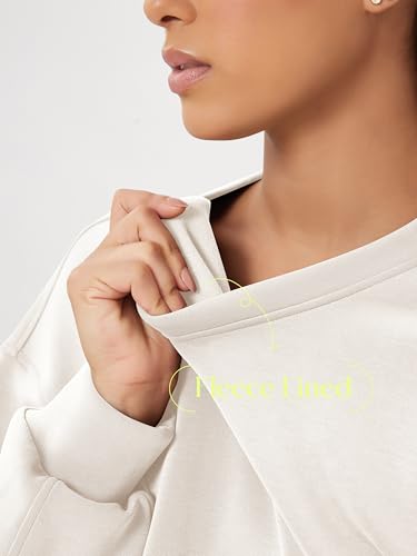 Image of ODODOS Modal Soft Long Sleeve Cropped Sweatshirts for Women Oversized Crew Neck Pullover Crop Top