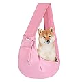 FDJASGY Small Pet Sling Carrier-Hands Free Reversible Pet Papoose Bag Tote Bag with a Pocket Safety Belt Dog Cat for Outdoor Travel Pink