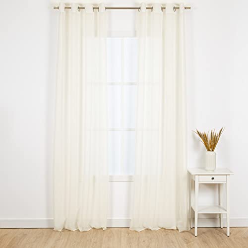 PimpamTex Durchscheinender Vorhang für Wohnzimmer und Schlafzimmer, durchscheinende Vorhänge, Jugendliche und Moderne Designs, 2er-Pack, (140 x 260 cm, Molly Natur)