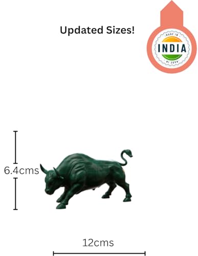 Image of Stock Market Bull Statue Showpiece for Office Desk, Bull Figurine, Share Market Decor, Gift for Traders Investors, Wealth Symbol(Green)