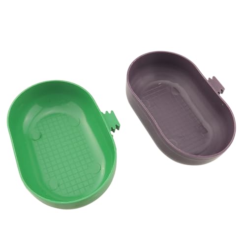 ZCZQC 2 jaulas cuadradas de plástico para pájaros, caja universal para alimentos, caja de baño para pájaros, color verde y marrón, cada una común de 4.33 x 2.75 x 1.18 pulgadas