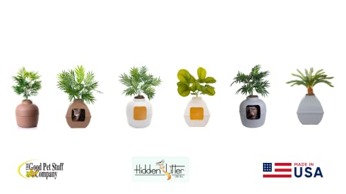 Good Pet Stuff, The Original Hidden Litter Box, Artificial Plants & Enclosed Cat Planter Litter Box, Vented & Odor Filter, Easy To Clean, Stone Gray #TOP5