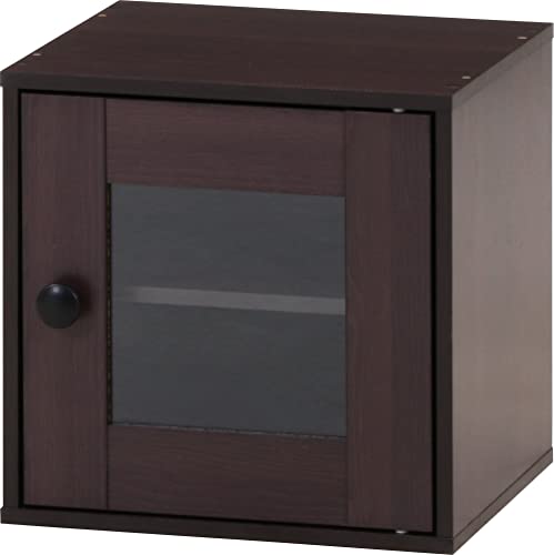 Fuji Boeki 99899 Cube Box, Glass Door, Width 13.6 x Depth 12.4 x Height 13.6 inches (34.5 x 31.5 x 34.5 cm), Brown, Storage, Free Combination