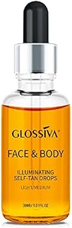 Self Tanning Drops, Self Tanner for Face and Body, Long Lasting Glow Sunless Tanner, Natural Self Tan Drops for Perfect Gradual Glow - Knocks Out Orange Tones, No Fake Tan Smell and Streak-Free