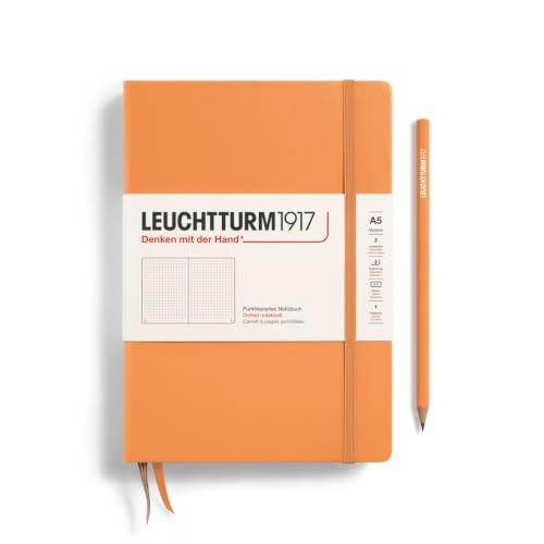 Image of LEUCHTTURM1917 - Notebook Hardcover Medium A5-251 Numbered Pages for Writing and Journaling (Apricot, Dotted)