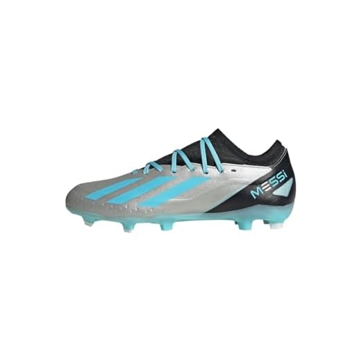 adidas X Crazyfast Messi.3 Firm Ground Boots, Football Shoes Unisex Adulto, Silver Met/Bliss Blue/Core Black, 43 1/3 EU