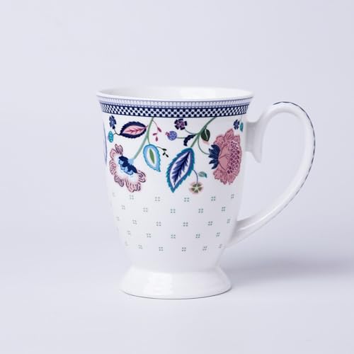 Image of Clay Craft x Magique by The Wishing Chair : Indigo Chintz - Coffee Mug | 300 ml | Handcrafted Floral Cup | Elegant Lightweight Coffee Mug | Microwave & Dishwasher Safe | Milk Mug