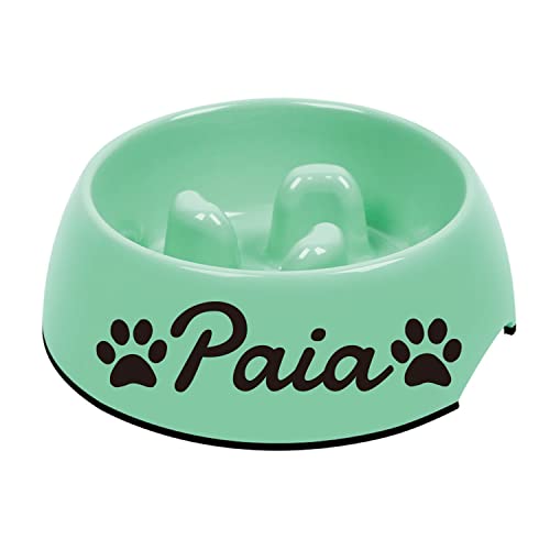Personalized dog bowl custom pet name puppy puppy slow food bowl bottom non-slip slow speed feeder prevent obesity pet dog bowl (Green)