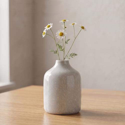 Sunddo Grey Ceramic Flower Vase, 5 Inch