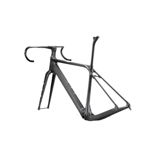 Genérico Bicicleta de Carretera con Cuadro Fibra Carbono, cableado Interno Completo, Ejes pasantes y Frenos Disco(Black Glossy,L no Handlebar)