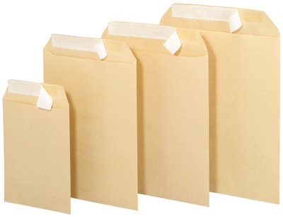 Enveloppes kraft 90g 23x32 boite de 250 bandes detachables pour archivage et envoi de rapports
