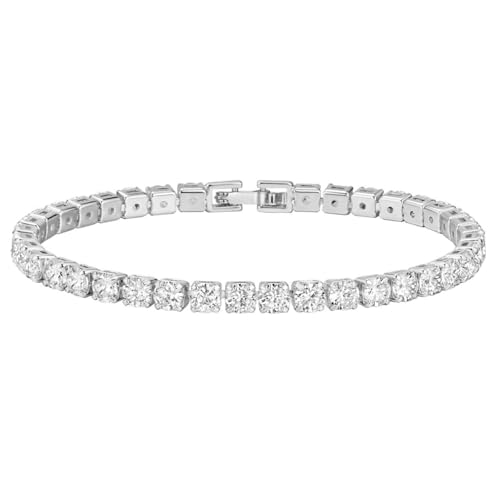 Bracelet de Tennis pour femmes plaqués or blanc et zircone cubique 3mm 4mm 5mm