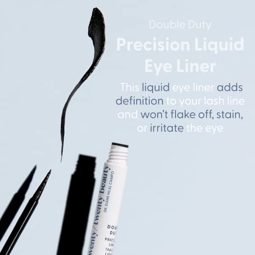 Twenty/Twenty Beauty Double Duty Precision Liner, Vegan Liquid Eyeliner Made With Clean Ingredients For Sensitive Eyes And A Precise Line Makeup Look, Cruelty-Free #TOP1