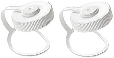 Nalgene 32oz Wide Mouth Water Bottle Cap Replacement White Loop Top Lid (2-Pack)