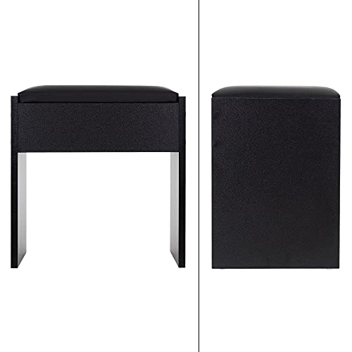 ECD Germany Kaptafel krukje, zwart, 40x43x29,5 cm, elegant design, hoog zitcomfort, houten zitting krukje met… - Image 3