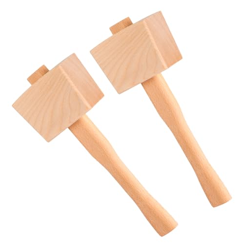 Mazo de madera, 2 unidades de 9.5 pulgadas, martillo manual de madera maciza para carpintería, tallado de madera, trabajo de cuero