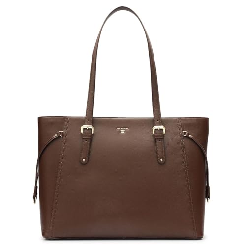 Image of Da Milano Leather Tote Bag for Women | Fits Up To 15 inch Laptop| Versatile Office & Casual Handbag (01063M-OL)