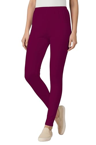 Image of Women's Cotton Lycra Ankle Length Leggings | Regular Rise, Soft 4 Way Stretch Fabric | Casual & Ethnic Wear