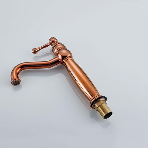 Robinet salle de bain rose rétro pivotant à 360° au design surélevé