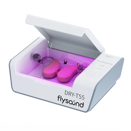 FLYSOUND Hearing Aid Dryer Dehumidifier, Fast Drying with UV Light Ultra-Quiet with Auto Shut-Off, Daily Moisture Removal for Hearing Aids,Amplifiers (White)
