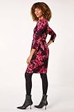 Roman Originals Shift Dress with Pockets for Women UK - Ladies Summer Autumn Winter Smart Casual Work Short 3/4 Sleeve Tunic Knee Length Pleated Gathered Waist Tea Loose - Red Noir - Size 12 - Image 3
