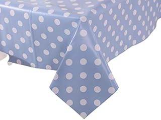 Vinylla Polka Dot Baby Blue Easy Wipe Clean PVC Tablecloth, 140x180cm