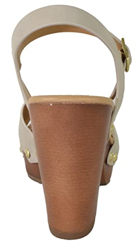 Image of Soda MIGUEL ~ Women Crisscross Band Fashion Chunky Platform Block Mid Heel Sandal with Ankle Strap and Stud