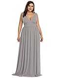 Ever-Pretty Womens Chiffon V-Neck Plus Size Evening Gown Prom Dress Gray US18