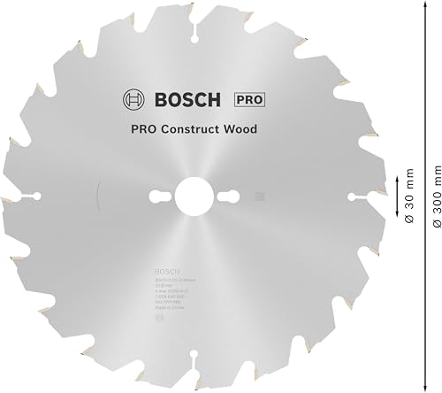 Bosch 1x PRO Construction Wood Robust Kreissägeblatt für Netz-Tischkreissägen (für Bauholz mit Mörtel und Nägeln, Holz mit Nägeln, Ø mm, Professional Zubehör Tischkreissäge)