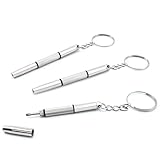 Juxiamal 3 PCS Mini Portable Screwdrivers for Glasses, 3-in-1 Keyring Eyeglasses Repair Kit Flat Head Phillips Hex Handy Tiny Screw Drivers for Sunglasses, Small Electronics