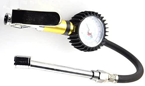 Manómetro de presión de neumáticos, resistente inflador de neumáticos de 220 PSI Pistola de presión de neumáticos de alta precisión con manguera de aire a prueba de fugas compatible con camión (Colo