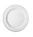 Elite Selection Pack of 25 White Dinner Disposable Party Plastic Plates With Silver Rim 10.25-Inch